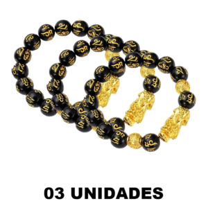 Pulseira Pixiu Obsidiana (8mm) x3