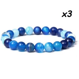 Pulseira Ágata Azul (6mm) x3