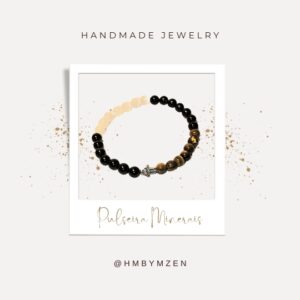 Pulseira dos Três Amuletos - Selenite, Olho de Tigre e Turmalina