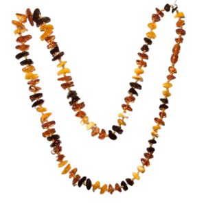 COLAR DE CHIPS DE ÂMBAR NÓ DUPLO 62/68CM